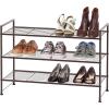 imageSIMPLE HOUSEWARE 3Tier Stackable Mesh Shoe Rack SilverBronze