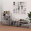 imageSIMPLE HOUSEWARE 3Tier Stackable Mesh Shoe Rack SilverBronze