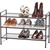 imageSIMPLE HOUSEWARE 3Tier Stackable Mesh Shoe Rack SilverBronze