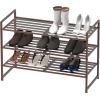 imageSIMPLE HOUSEWARE 3Tier Stackable Mesh Shoe Rack SilverBronze