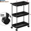 imageSIMPLE HOUSEWARE Standard 3Tier Slim Rolling Storage Cart WhiteBlack