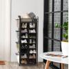 imageSimple Houseware 16 Cube Shoe Stand Tower Rack 8 Tier with Top Shelf and Side Hanging Pockets GrayBlack