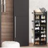 imageSimple Houseware 16 Cube Shoe Stand Tower Rack 8 Tier with Top Shelf and Side Hanging Pockets GrayBlack
