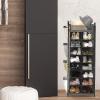 imageSimple Houseware 16 Cube Shoe Stand Tower Rack 8 Tier with Top Shelf and Side Hanging Pockets GrayDark Gray