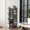 imageSimple Houseware 16 Cube Shoe Stand Tower Rack 8 Tier with Top Shelf and Side Hanging Pockets GrayDark Gray