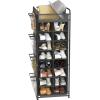 imageSimple Houseware 16 Cube Shoe Stand Tower Rack 8 Tier with Top Shelf and Side Hanging Pockets GrayDark Gray