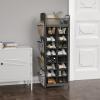 imageSimple Houseware 16 Cube Shoe Stand Tower Rack 8 Tier with Top Shelf and Side Hanging Pockets GrayDark Gray