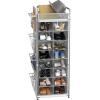 imageSimple Houseware 16 Cube Shoe Stand Tower Rack 8 Tier with Top Shelf and Side Hanging Pockets GrayGray