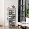 imageSimple Houseware 16 Cube Shoe Stand Tower Rack 8 Tier with Top Shelf and Side Hanging Pockets GrayGray