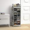 imageSimple Houseware 16 Cube Shoe Stand Tower Rack 8 Tier with Top Shelf and Side Hanging Pockets GrayGray