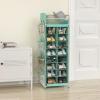 imageSimple Houseware 16 Cube Shoe Stand Tower Rack 8 Tier with Top Shelf and Side Hanging Pockets GrayTurquoise