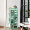 imageSimple Houseware 16 Cube Shoe Stand Tower Rack 8 Tier with Top Shelf and Side Hanging Pockets GrayTurquoise