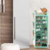 imageSimple Houseware 16 Cube Shoe Stand Tower Rack 8 Tier with Top Shelf and Side Hanging Pockets GrayTurquoise