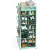imageSimple Houseware 16 Cube Shoe Stand Tower Rack 8 Tier with Top Shelf and Side Hanging Pockets GrayTurquoise