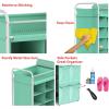 imageSimple Houseware 16 Cube Shoe Stand Tower Rack 8 Tier with Top Shelf and Side Hanging Pockets GrayTurquoise