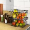 imageSimple Houseware 2 Pack Stackable Single Wire Basket 115 x 15 x 75 inBlack