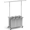 imageSimple Houseware 3 Bags Laundry Sorter with Extensible Clothes Hanging RodSilver