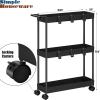 imageSimple Houseware 3Tier SlimNarrow Storage Cart with Handle 55 Wide x 265 Height Rolling Organizer for Kitchen Bathroom Laundry Room  BlackBlack