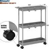 imageSimple Houseware 3Tier SlimNarrow Storage Cart with Handle 55 Wide x 265 Height Rolling Organizer for Kitchen Bathroom Laundry Room  BlackGray
