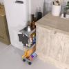 imageSimple Houseware 3Tier SlimNarrow Storage Cart with Handle 55 Wide x 265 Height Rolling Organizer for Kitchen Bathroom Laundry Room  BlackGray