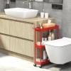 imageSimple Houseware 3Tier SlimNarrow Storage Cart with Handle 55 Wide x 265 Height Rolling Organizer for Kitchen Bathroom Laundry Room  BlackRed