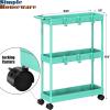 imageSimple Houseware 3Tier SlimNarrow Storage Cart with Handle 55 Wide x 265 Height Rolling Organizer for Kitchen Bathroom Laundry Room  BlackTurquoise