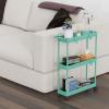 imageSimple Houseware 3Tier SlimNarrow Storage Cart with Handle 55 Wide x 265 Height Rolling Organizer for Kitchen Bathroom Laundry Room  BlackTurquoise