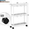 imageSimple Houseware 3Tier SlimNarrow Storage Cart with Handle 55 Wide x 265 Height Rolling Organizer for Kitchen Bathroom Laundry Room  BlackWhite