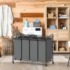 imageSimple Houseware 4Bag Heavy Duty Laundry Sorter Rolling Cart SilverAssortedDark Grey
