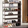 imageSimple Houseware 6Tier Shoe Rack Storage Organizer wSide Hanging Bag GreyBronze
