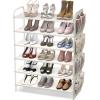 imageSimple Houseware 6Tier Shoe Rack Storage Organizer wSide Hanging Bag GreyWhite