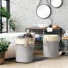 imageSimple Houseware 74L Collapsible Laundry Hamper Round Cotton Basket with Drawstring Closure and Handles Gray1Pack