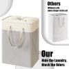imageSimple Houseware 75L Collapsible Laundry Hamper Rectangle Cotton Basket with Drawstring Closure and Handles Gray1Pack