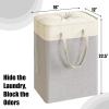 imageSimple Houseware 75L Collapsible Laundry Hamper Rectangle Cotton Basket with Drawstring Closure and Handles Gray1Pack