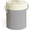 imageSimple Houseware 75L Collapsible Laundry Hamper Rectangle Cotton Basket with Drawstring Closure and Handles Gray1Pack