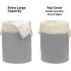 imageSimple Houseware 75L Collapsible Laundry Hamper Rectangle Cotton Basket with Drawstring Closure and Handles Gray1Pack