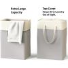imageSimple Houseware 75L Collapsible Laundry Hamper Rectangle Cotton Basket with Drawstring Closure and Handles Gray1Pack