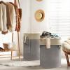 imageSimple Houseware 75L Collapsible Laundry Hamper Rectangle Cotton Basket with Drawstring Closure and Handles Gray1Pack