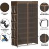 imageSimple Houseware 8 Tiers Shoe Rack with Zipper Cover  Side Hanging Pockets BrownBrown
