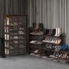 imageSimple Houseware 8 Tiers Shoe Rack with Zipper Cover  Side Hanging Pockets BrownBrown