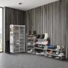 imageSimple Houseware 8 Tiers Shoe Rack with Zipper Cover  Side Hanging Pockets BrownGrey