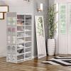 imageSimple Houseware 8 Tiers Shoe Rack with Zipper Cover  Side Hanging Pockets BrownGrey