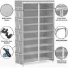 imageSimple Houseware 8 Tiers Shoe Rack with Zipper Cover  Side Hanging Pockets BrownGrey