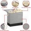 imageSimple Houseware Double Bin Laundry Hamper with Braided Handles and Removable Laundry BagsLid Gray