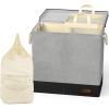 imageSimple Houseware Double Bin Laundry Hamper with Braided Handles and Removable Laundry BagsLid Gray