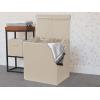 imageSimple Houseware Double Laundry Hamper with Lid and Removable Bags BlackBeige