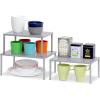 imageSimple Houseware Expandable Stackable Kitchen Counter Shelf Organizer White Metal Top 1125quotL x 79quotW x 54quotHSilver