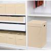 imageSimple Houseware Foldable Laundry Hamper Basket with Lid BlackBeige