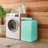 imageSimple Houseware Foldable Laundry Hamper Basket with Lid BlackTurquoise