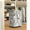 imageSimple Houseware Large 82L Laundry Basket with Wheels Handles and Mesh Cover Collapsible Fabric Hamper Geometric GrayGray